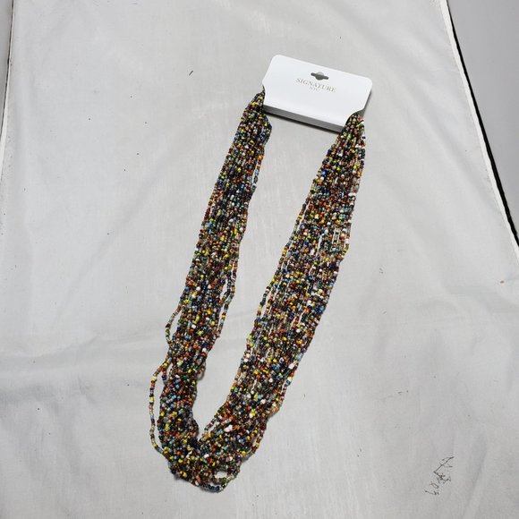 Signature multi color  seed bead multi strand necklace 20 strand - Picture 2 of 4